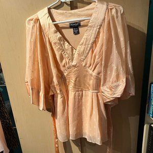 Vintage Light Orange / Pink Tie in the back Fancy Top Size Small